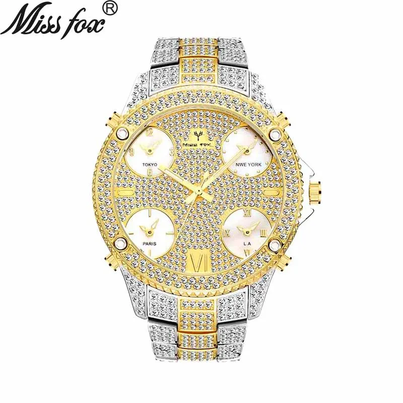 Official brand free shippingHot Sale Diamond-Encrusted Fashion Luminous Multi-Time Large Dial Waterproof in StockMen's Watch