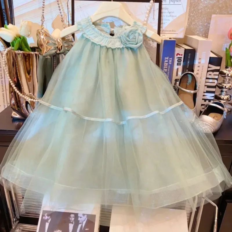

Girls' summer new mesh princess dress, birthday dress, baby girl's fluffy tulle dress