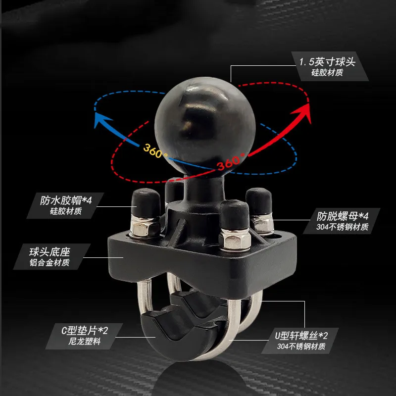산업용 제어 장치용 레일용 더블 U 볼트 베이스, 직경 0.75 ~ 1.22 인치, 1.5 인치 볼