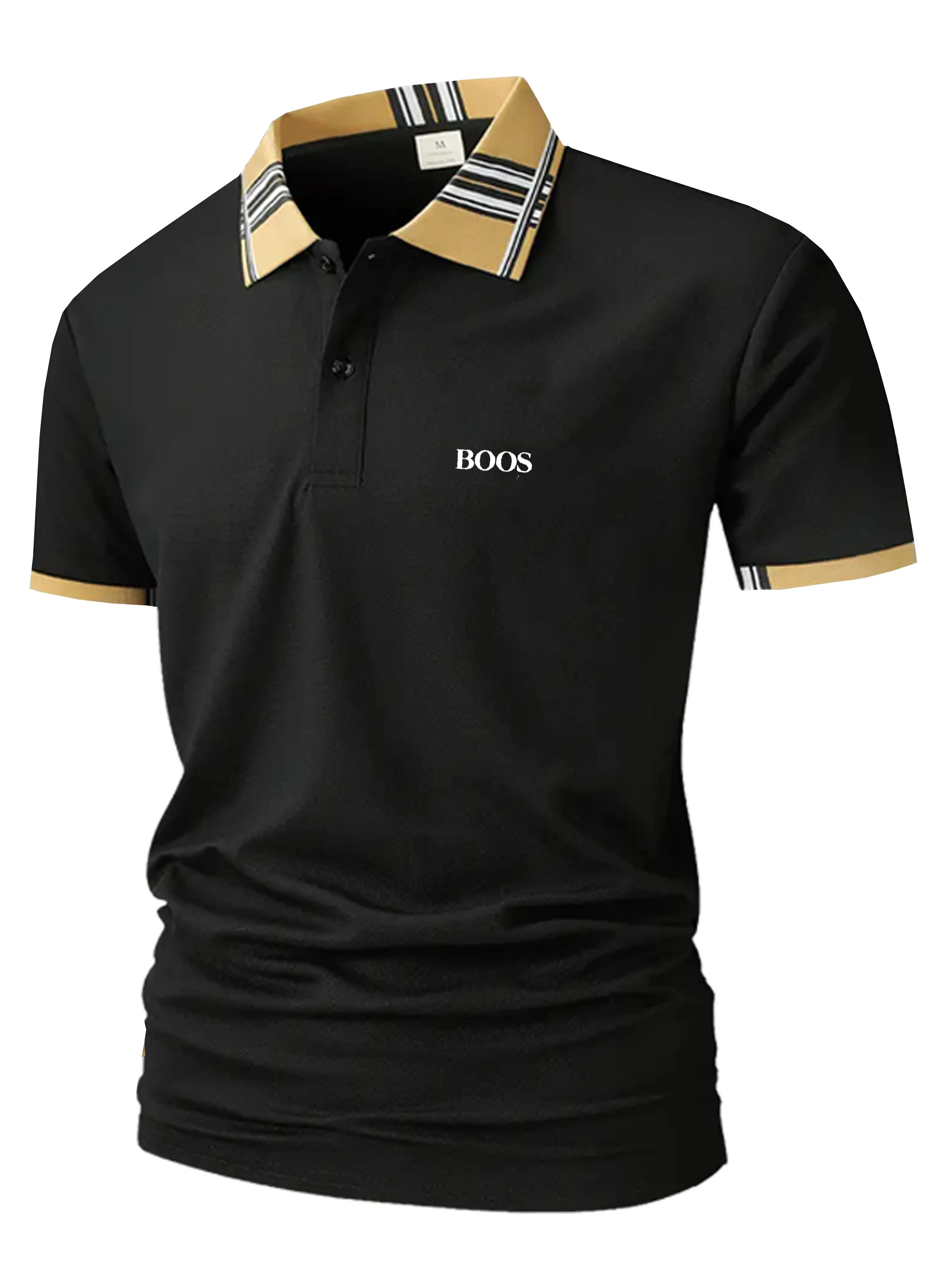 ヨーロッパメンズサマーポロ、メンズ刺繍ラペルボタン半袖Tシャツ、ストリートカジュアルTシャツ