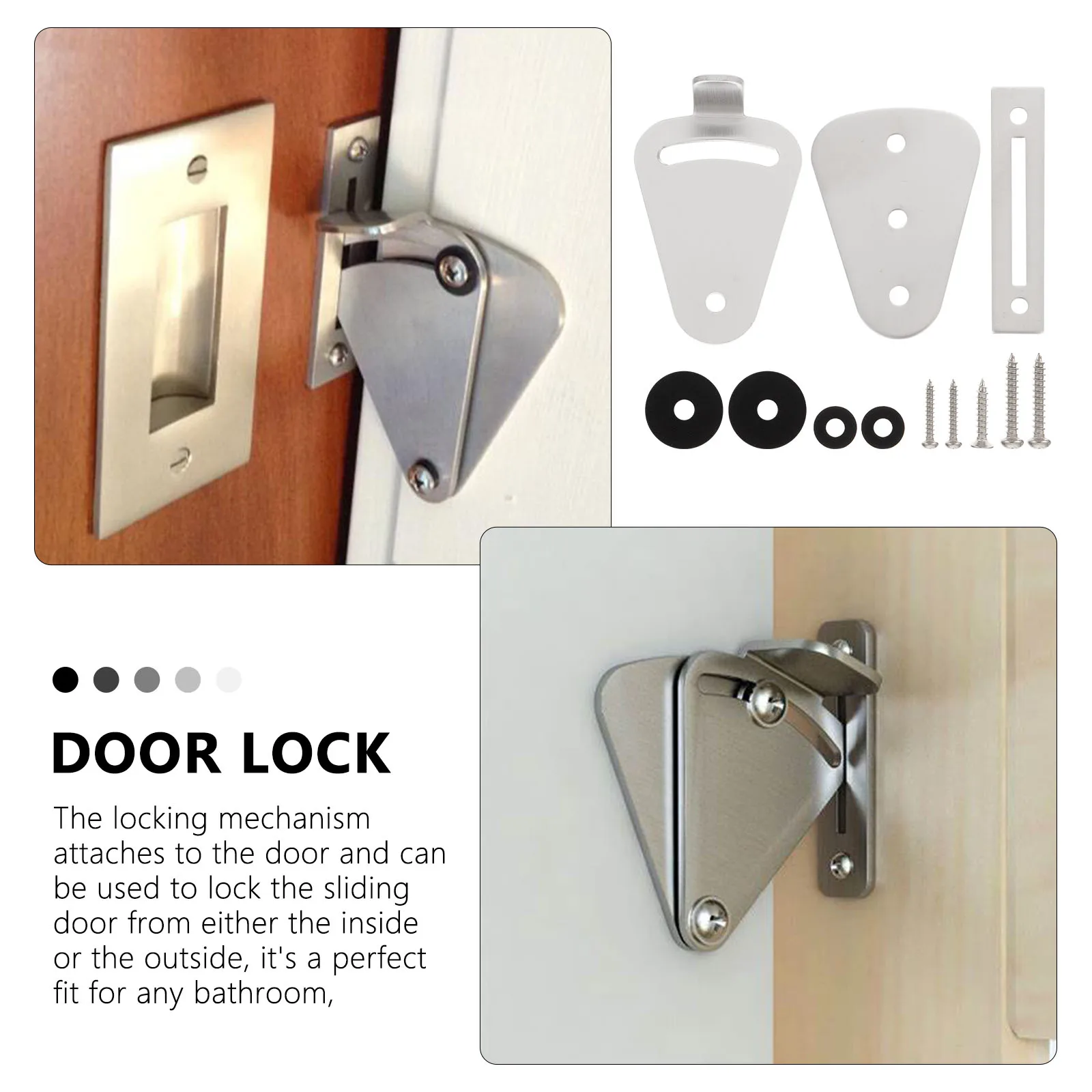 

1 set Wooden Sliding Barn Door Hardware Carbon Barn Sliding Door Lock Steel Durable Privacy Locks Secure Latch For Doors