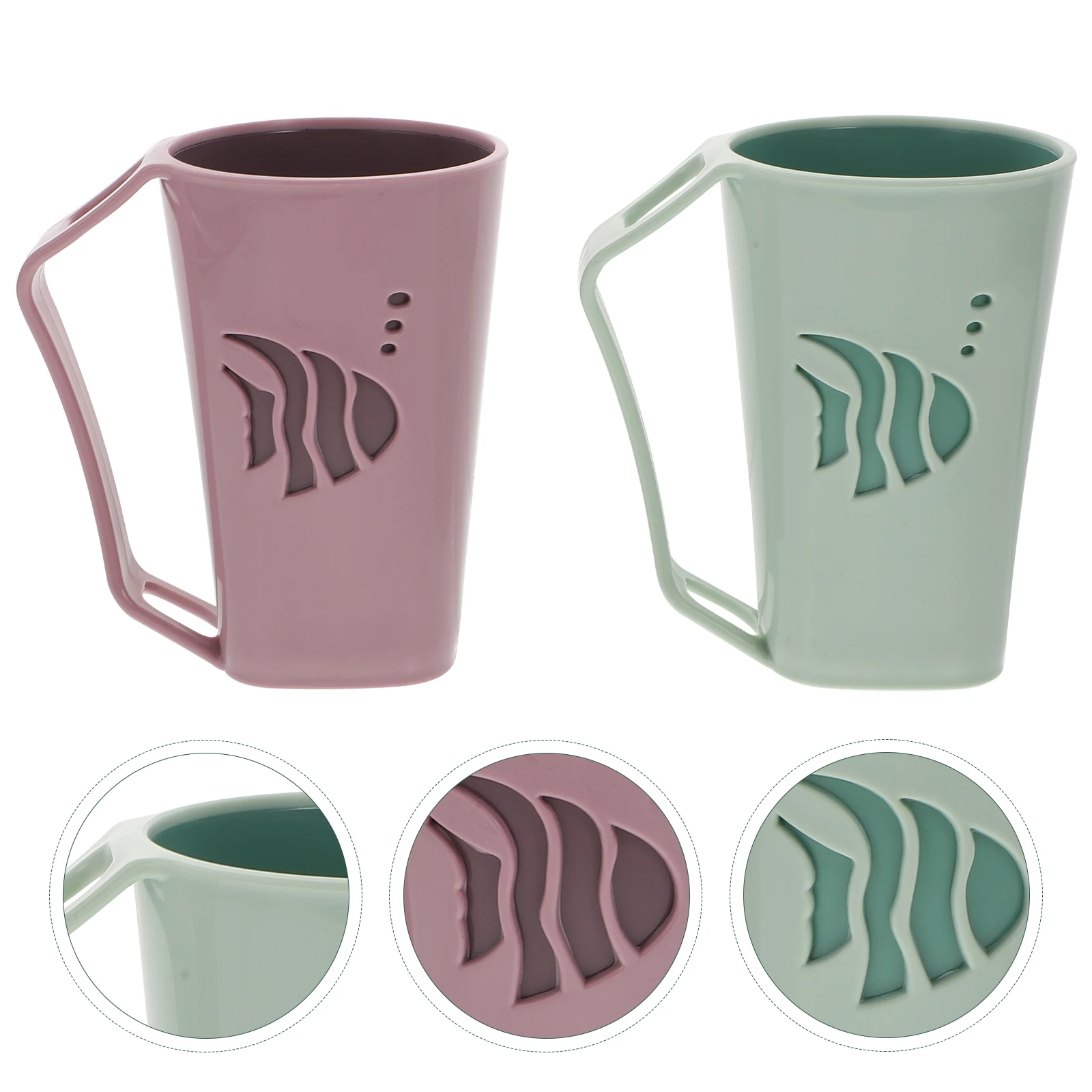 

2 pcs Reusable Pe Bathroom Cups Lightweight Tooth Brushing Tumblers Portable Gargle Mugs With Handles Practical Water Storage