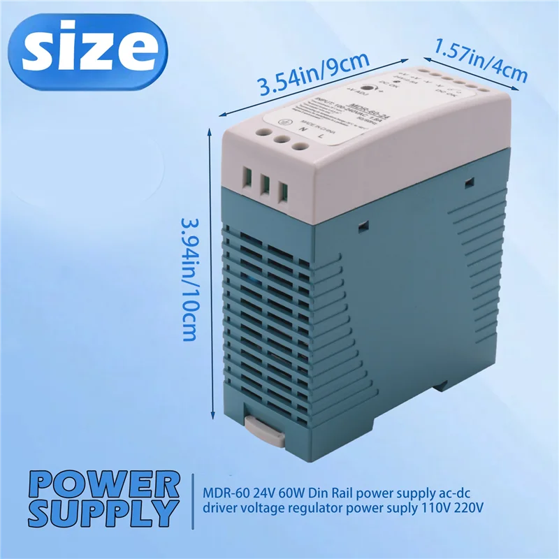 -NEW MDR-60 24V 60W Din Rail power supply ac-dc driver voltage regulator power suply 110V 220V