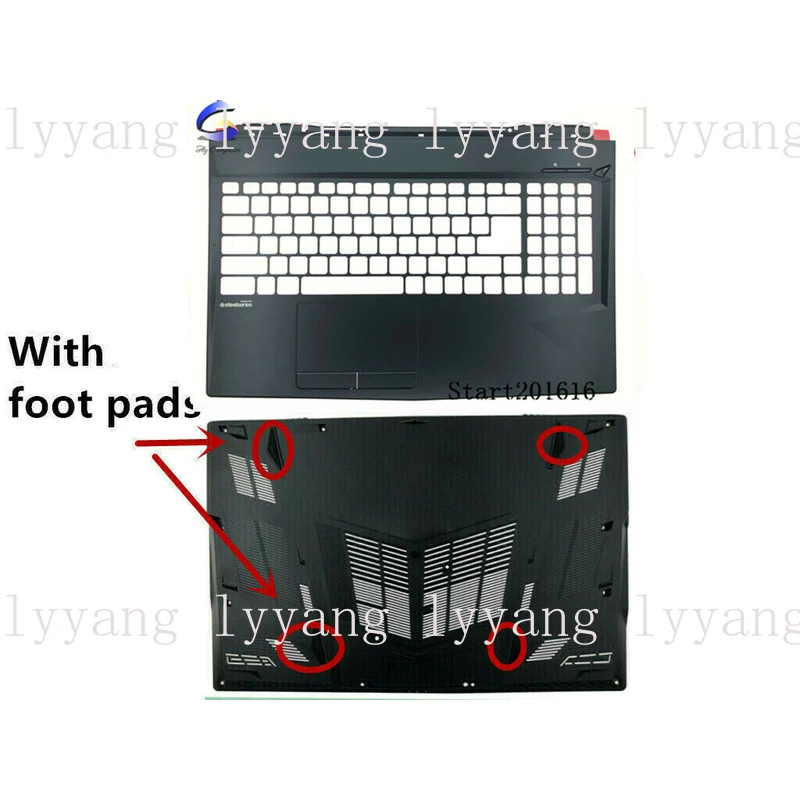 f  For MSI GL73 GP73 GP73M MS-17P1 Upper Case Palmrest Cover & Bottom Case Black