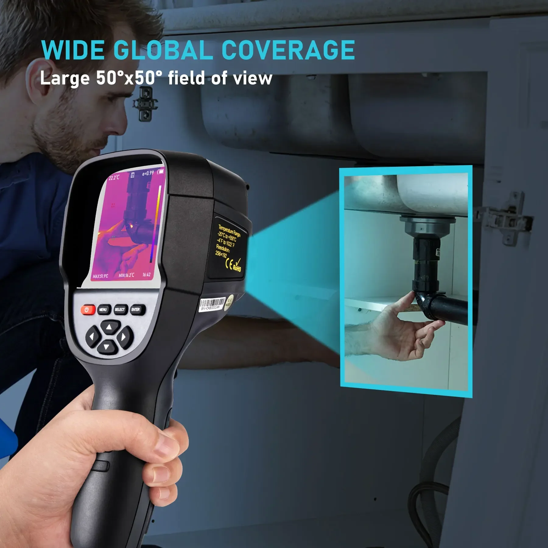 256x192 Handheld Thermal Camera Repair Detector Inspection Tool Infrared Thermometer Camera