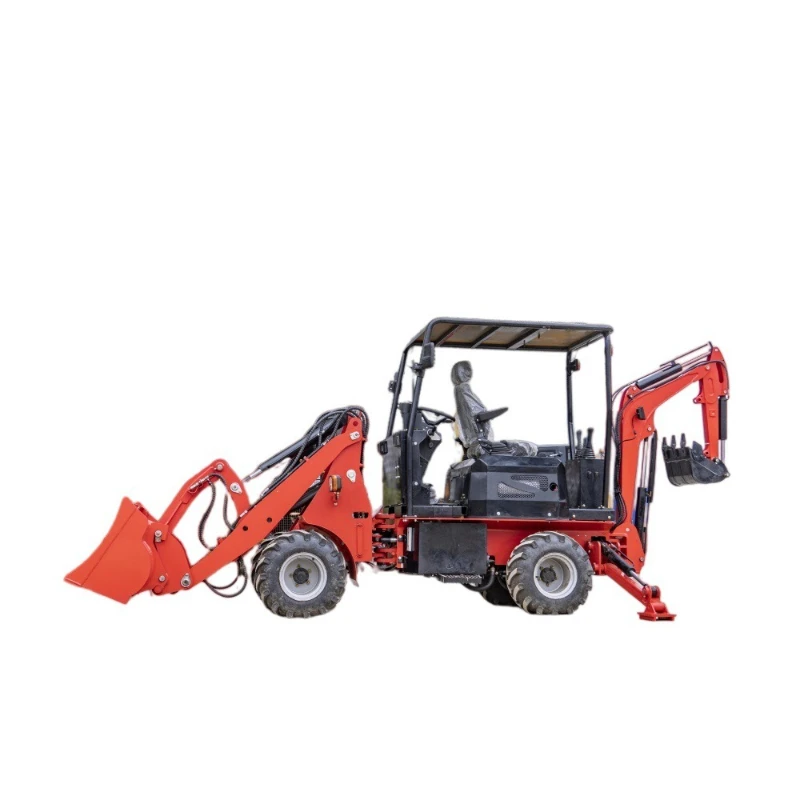 Diesel-powered small two-end busy, multi-functional wheeled excavator, excavation and loading machine