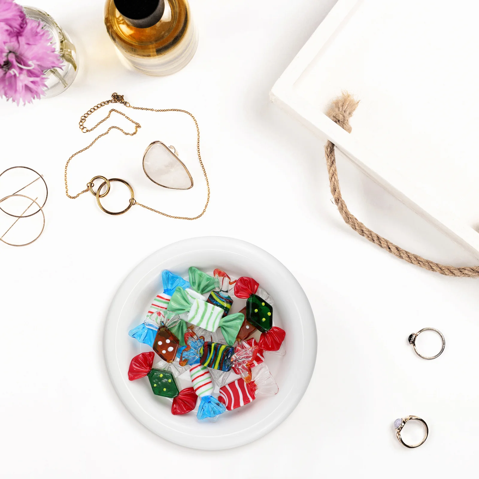 

12Pcs Glass Candy Decor Colorful Decorative Candy Desktop Ornament Party Layout Photography Prop Chic Home Office Decoration