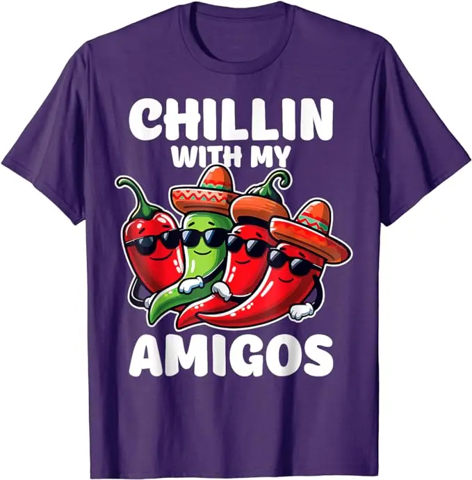 Green and Red Chilli Hot Pepper Cinco De Mayo Funny Chilli T-Shirt Cute Pride Mexican Festival Lovely Graphic Tees Novelty Gifts