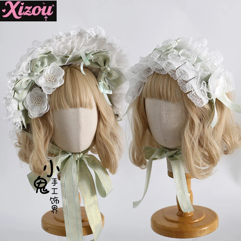 

Милая и милая кружевная заколка в стиле Лолиты с бантом и цветком, оригинальная повязка на голову с травой, кружевная заколка для волос в стиле Лолиты, пара зажимов, повязка на голову для шляпы BNT для женщин