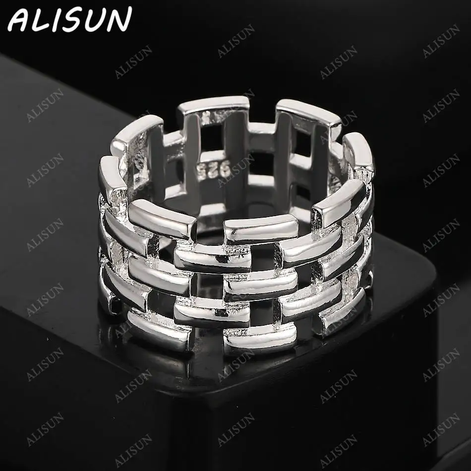 

ALISUN 925 Sterling Silver Size 7-10 Geometric Ring For Women Men Fashion Jewelry Charm Grace Noble Wedding Accessories