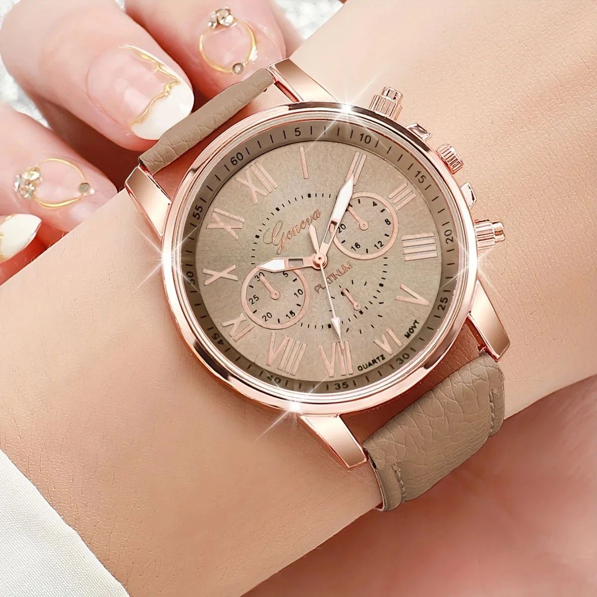 Ladies, students, fashionable temperament, casual candy color matching, Roman dial quartz watch combination set, 12 pieces/set image 6