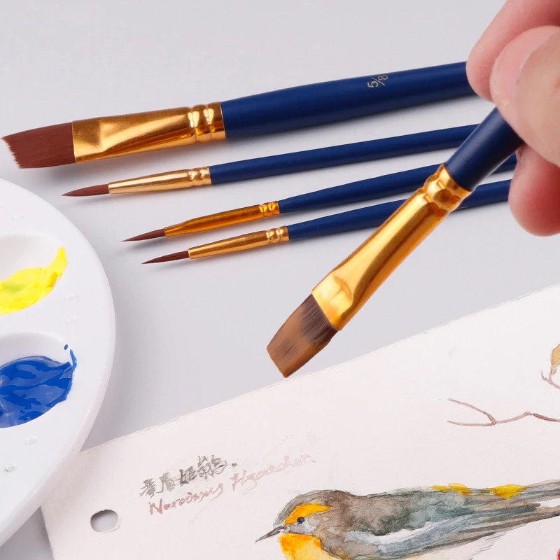 5pcs Nylon Paint Brushes Set Professional Artist Paint Brushes For Watercolor Acrylic Oil Painting Face Nail Art and Art Supplie