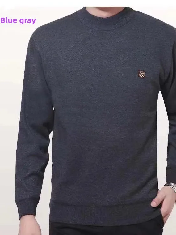 

Thiened Woolen Knitted Sweater for Middle-Aged And ly Men Casual Color round Ne Long Sve Winter Top
