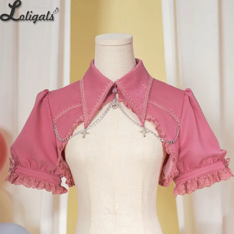 Gothic Lolita Shrug Top Short Bubble Sleeve Pointed Collar Bolero Jacket ~ Contract Cross by OCELOT