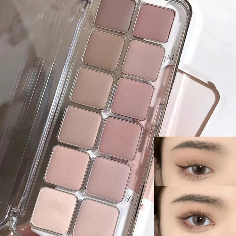 Matte Pearl Eyeshadow Girl Makeup Eyeshadow Tray Low Saturation Grey Rose Long Lasting Nude Earth Color Eye Pigment  Palette