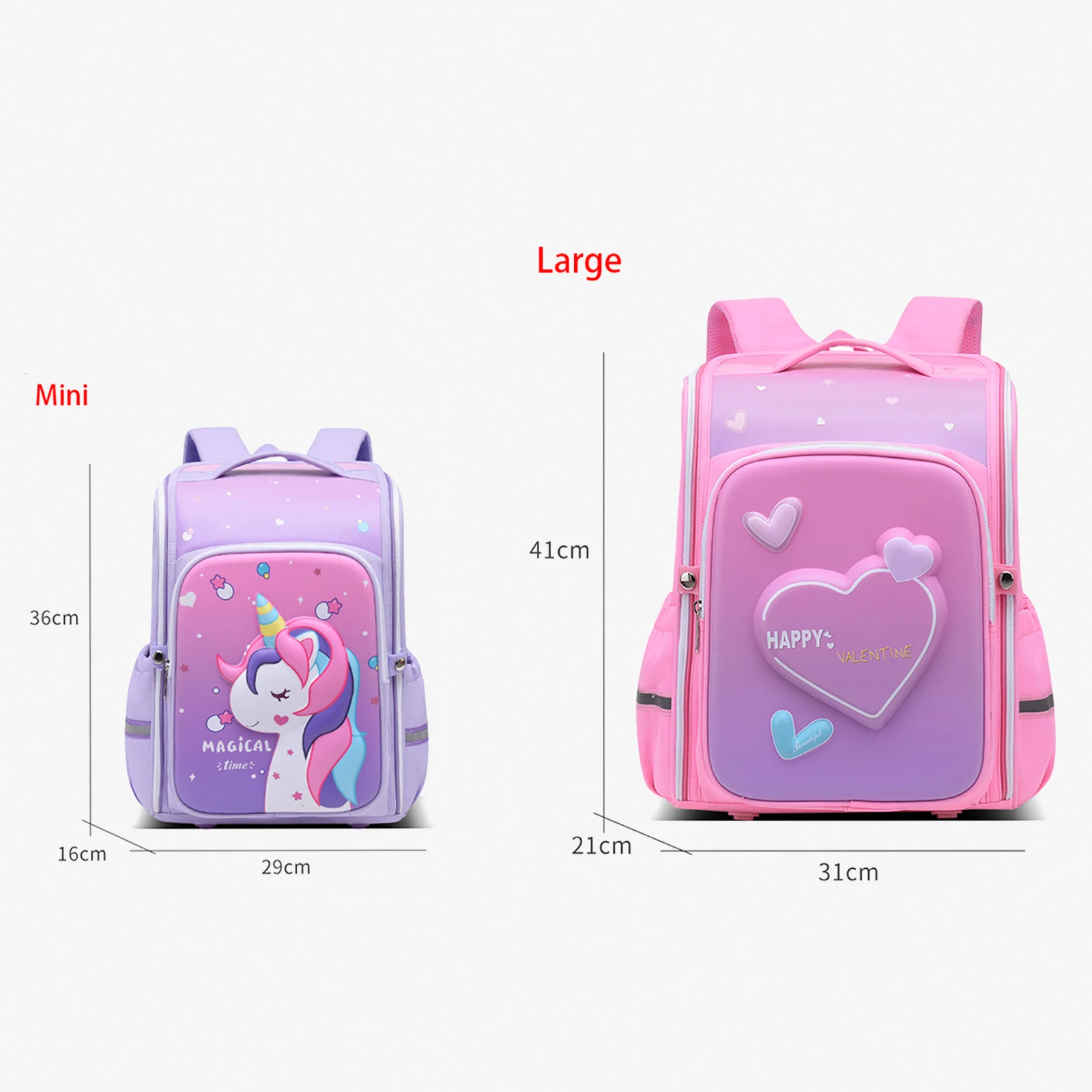 Tas sekolah anak perempuan, tas ransel cetakan Unicorn merah muda untuk anak perempuan, tas sekolah lucu, tas anak perempuan, tahan air