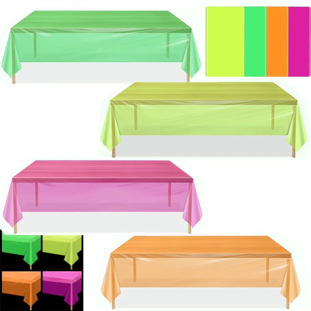 

Neon Plastic Table Cloth Colorful Rainbow Rectangle Color Tablecloth Cover Birthday Wedding Picnic Home Fiesta Party Supplies