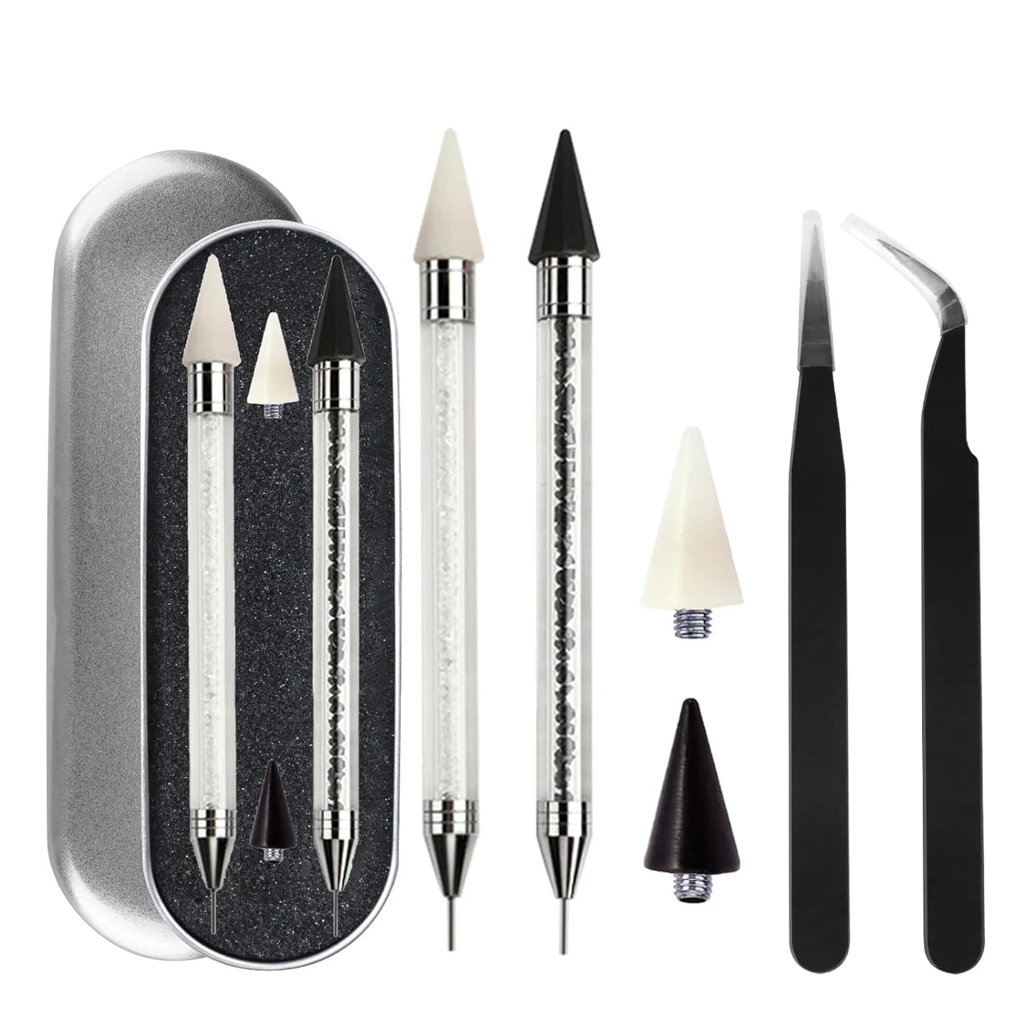 Convenient, Stylish DIY Nail Art Gem Pickup Kit with Easy-to-Use, Sparkling Rhinestones - Rhinestone Picker Tool Set Includes 2 