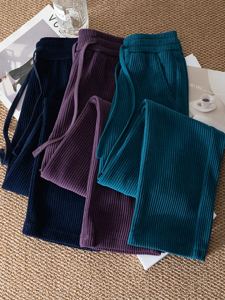 

Женские брюки с высокой талией и широкими штанинами, осенне-зимние, новые модные, на флисовой подкладке, повседневные, прямого кроя, облегающие