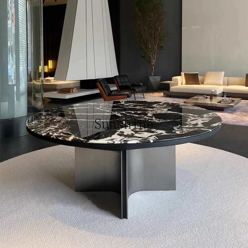 

Italian natural luxury stone modern simple light luxury household high-end round dining table