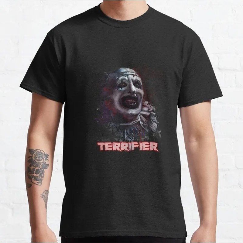 Retro Horror Movie Terrifier Art The Clown Killer Scary Halloween Gift T Shirt Short Sleeve Graphic clothes All size tops S-6XL