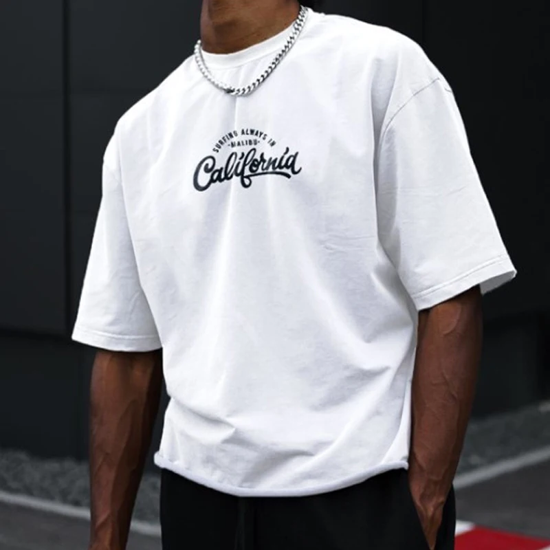 

2023 Spring Summer Fashion Letter Print T Shirts Mens Loose Short Sleeve O Neck Casual Tees Streetwear Leisure Men Clothes Tops