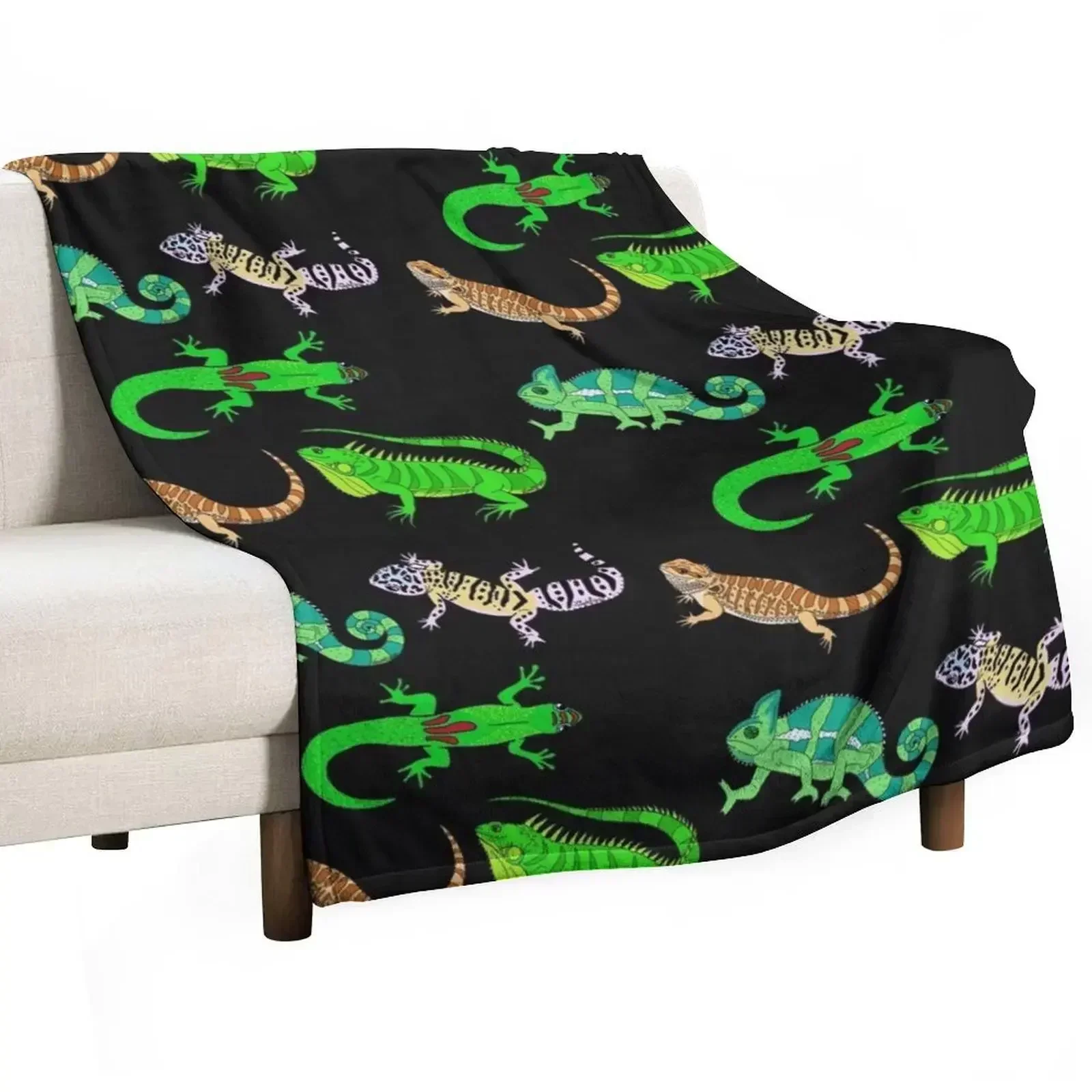 Lizard Party Throw Blanket No Pilling Soft Warm Blanket for Bed