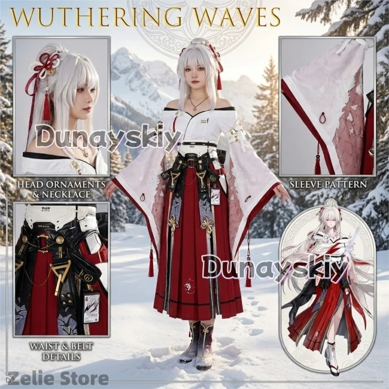 Hiyuki Cosplay 코스프레 full set Game Series: Wuthering Waves New Chinese style elegant dress headwear Performance Role Play part view 6