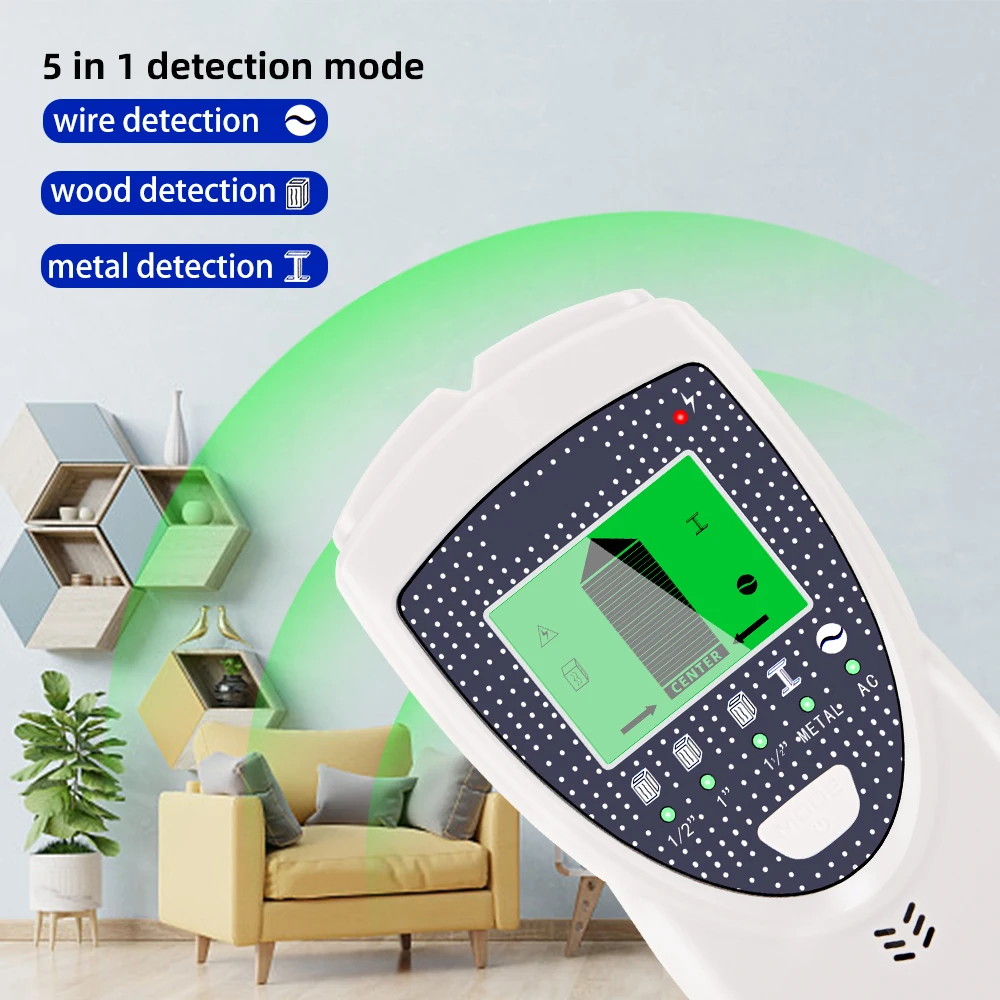 

5 In 1 Wall Scanner AC Wood Studs Finder Backlit Black Underground Cable Wires Depth Wall Detector Tracker Finder