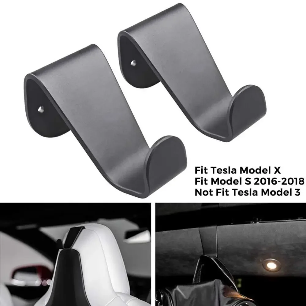 

Coat Hooks Seat Headrest Seat Back Hook Bag Holder Garment Clothes Coat Hangers for Tesla Model S X Only - Black (Set of 2)