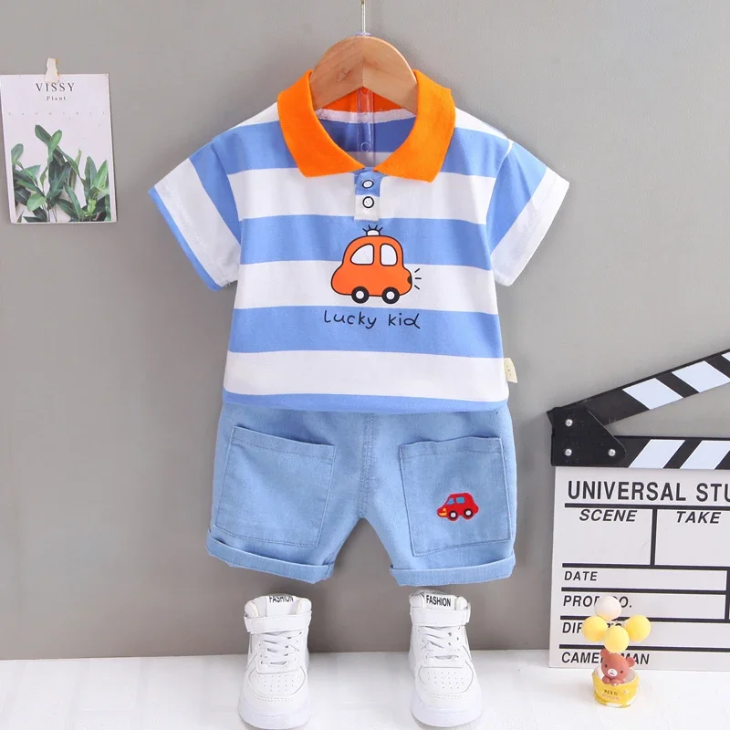 New Children Cotton Summer Kids Boy Girl Clothes Printed LionT Shirts Shorts 2Pcs/Set Infant Kids Fashion Toddler Tracksuits