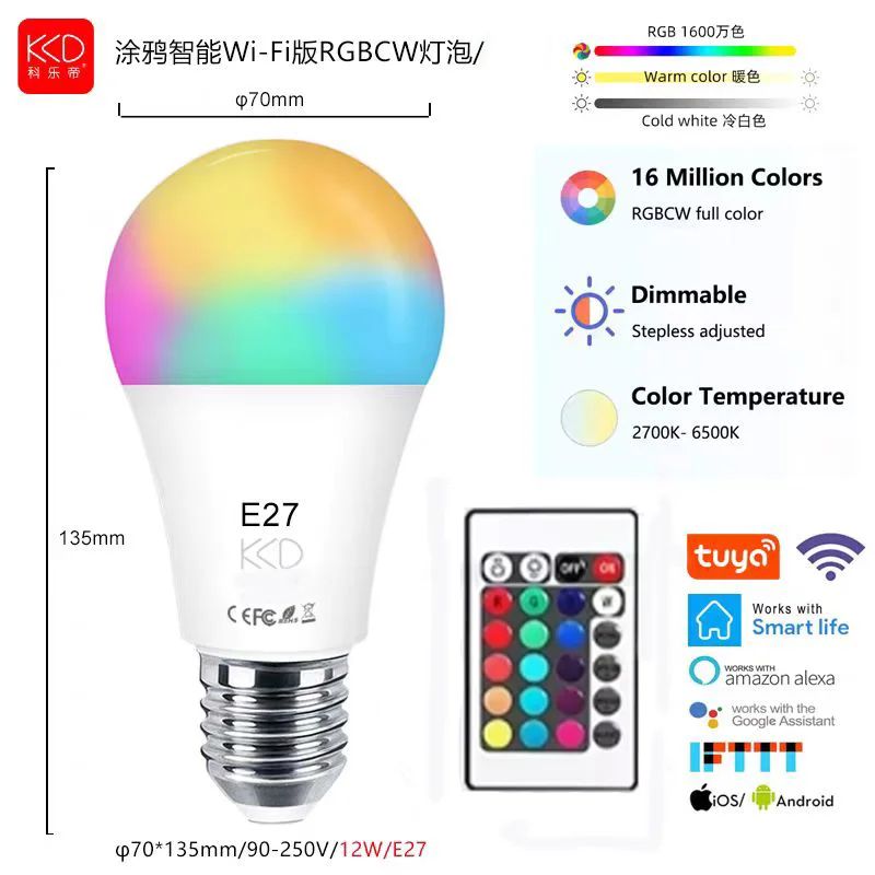 

HOMEFISH Rechargeable Light Bulb RGB color USB Led Bulb Smart Bulb Dimmable E27 Bulbs with Timing Cordless Battery