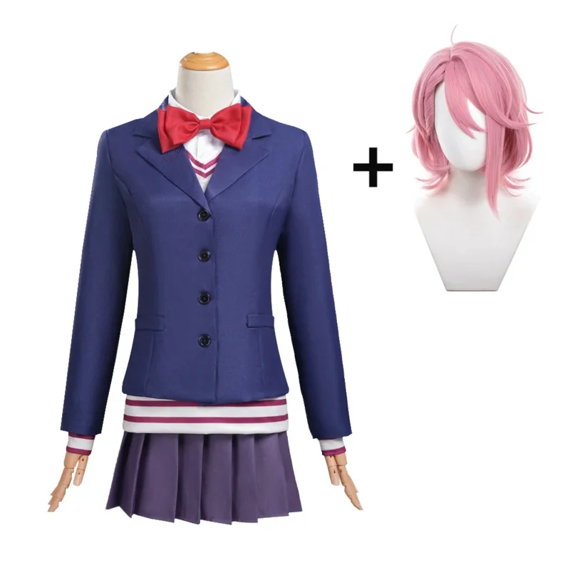 CyAnime Dandadan Aira Shiratori Cosplay Costume Wig Shiratori Aira Cosplay School Uniform Women Disguise Blue JK Jackets Skirts