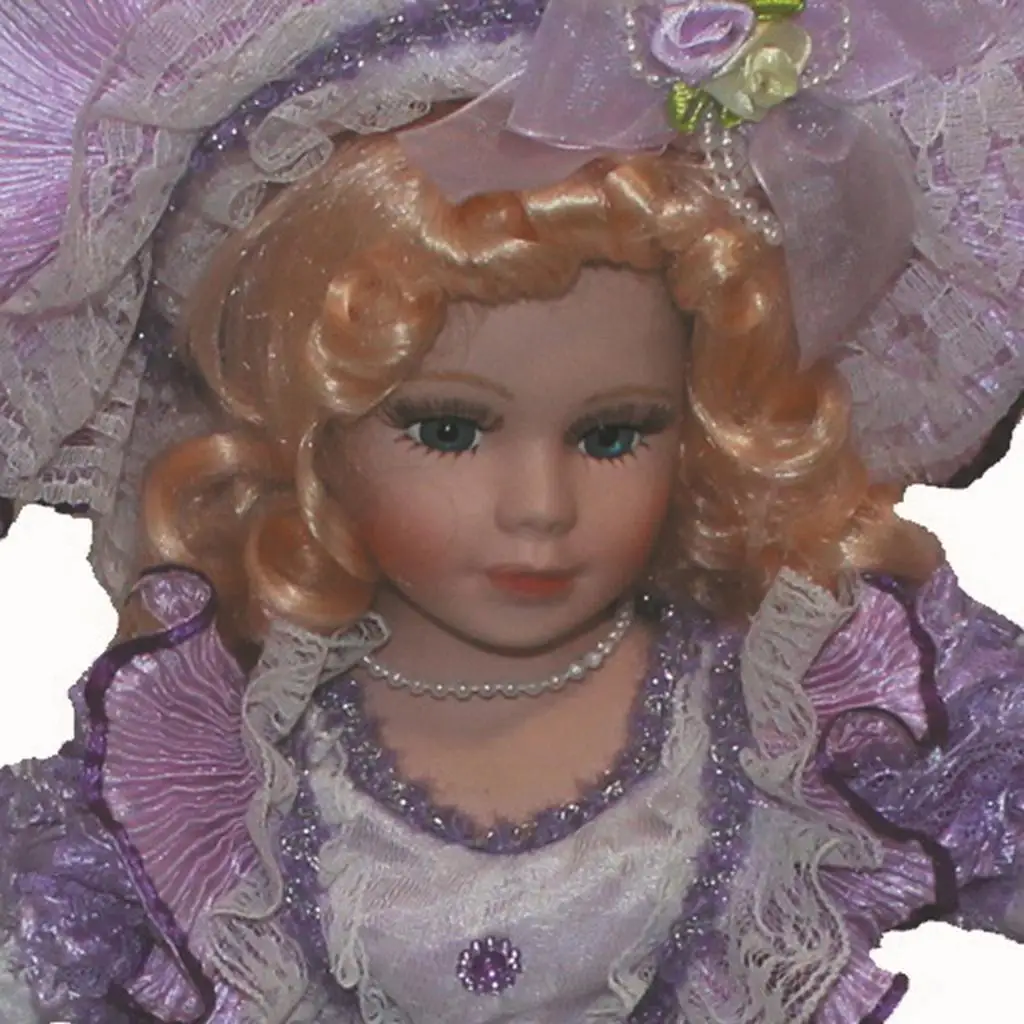 Porcelain Doll Figurines 40cm Victorian Female Collectible Doll in Purple Dress for Kids Dolls Gift and Display - view 5