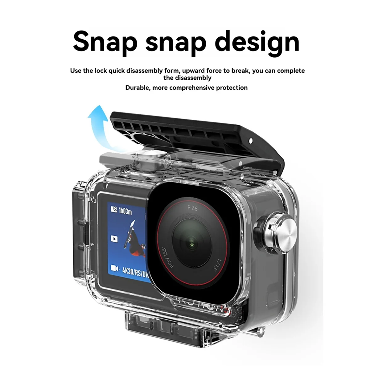 SEMOIC For Action 5pro/4/3 Waterproof Housing, Diving Housing, Lens Cover Accessories 60m Protective Housing, Sports Camera