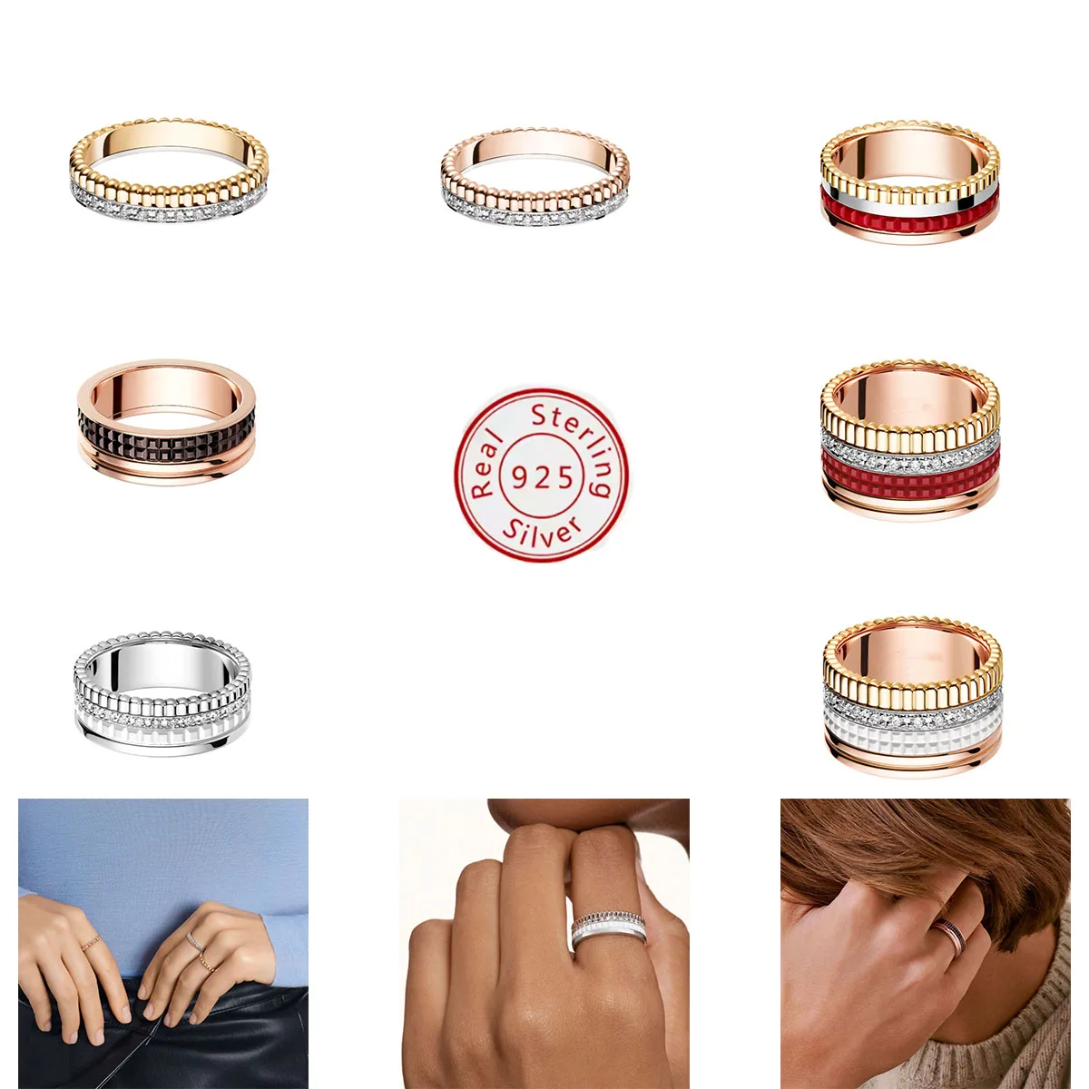 

2025 Hot-Selling Sterling Silver Rotatable Ring for Men and Women, Couples Jewelry, Stylish CZ Diamond Ring, Party Gift