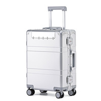 Front Opening Full Aluminum Magnesium Alloy Suitcase for Women20Inch Carry-on Suitcase Password Box Men's Trolley Case New Trave