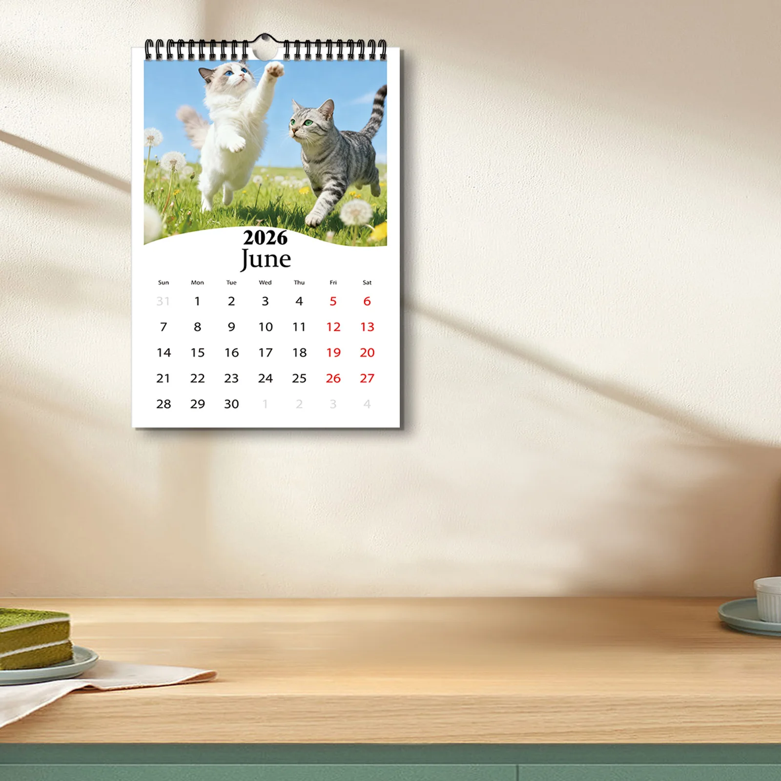 Calendrier sur le thème du chat 2026, adapté à la visualisation des dates et à la décoration quotidienne, fait un cadeau mignon sur le thème des animaux de compagnie, 1 pièce