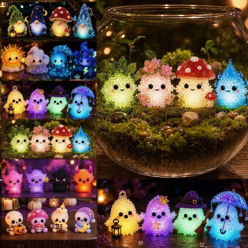 手作り光るファンタジー精霊diyビーズキット-カラフルな小さなdiy動物ビーズ刺繍キット-ミニ教育キット