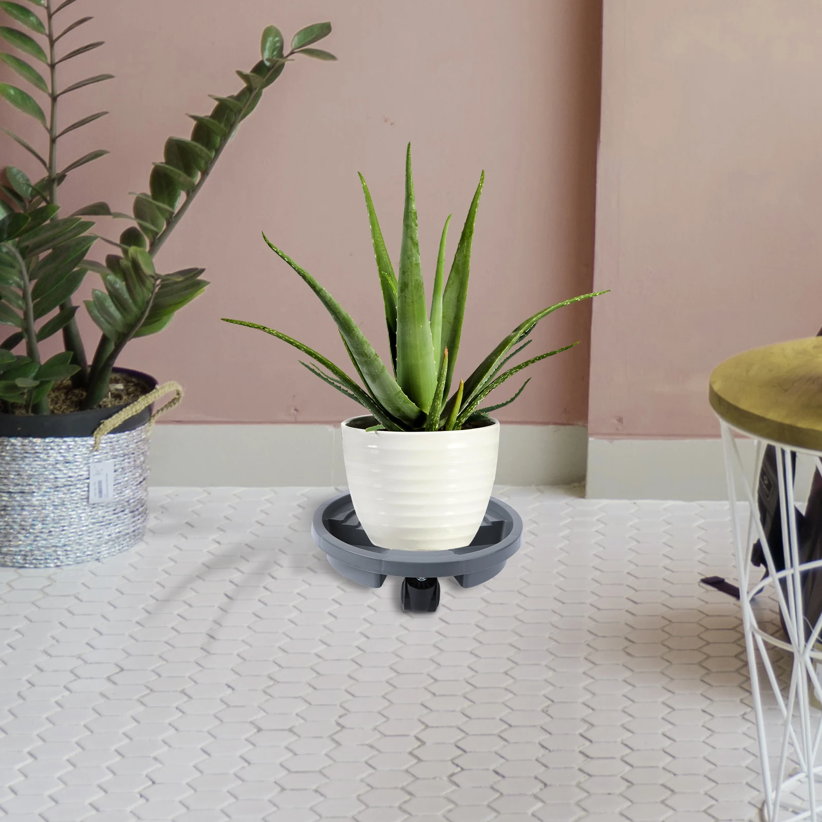 

Plastic Roller Tray for Flower Pot Base Grey Thickened Eco Large Mobile Balcony Yard Garden Bedroom Living Room Planter