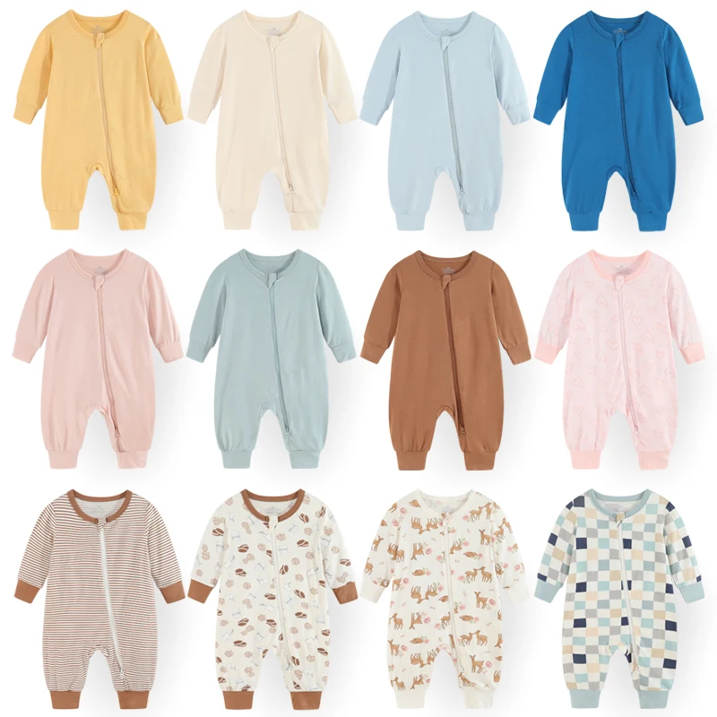 Newborn Baby Boy Clothes Sets 0-24M 2/3Pieces 2-Way Zipper Cotton Baby Girl Clothes Unisex Autumn Rompers Spring Cartoon