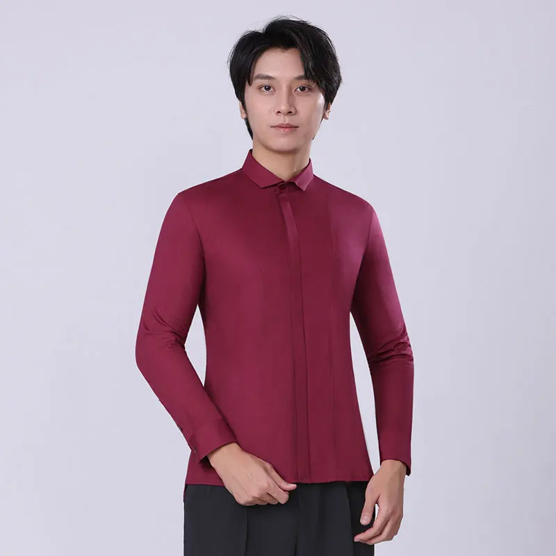 2023 Latin Dance Competition Shirt Professional Men's Dance Clothing Men's Dance Clothing Top Dancing Practice Clothing