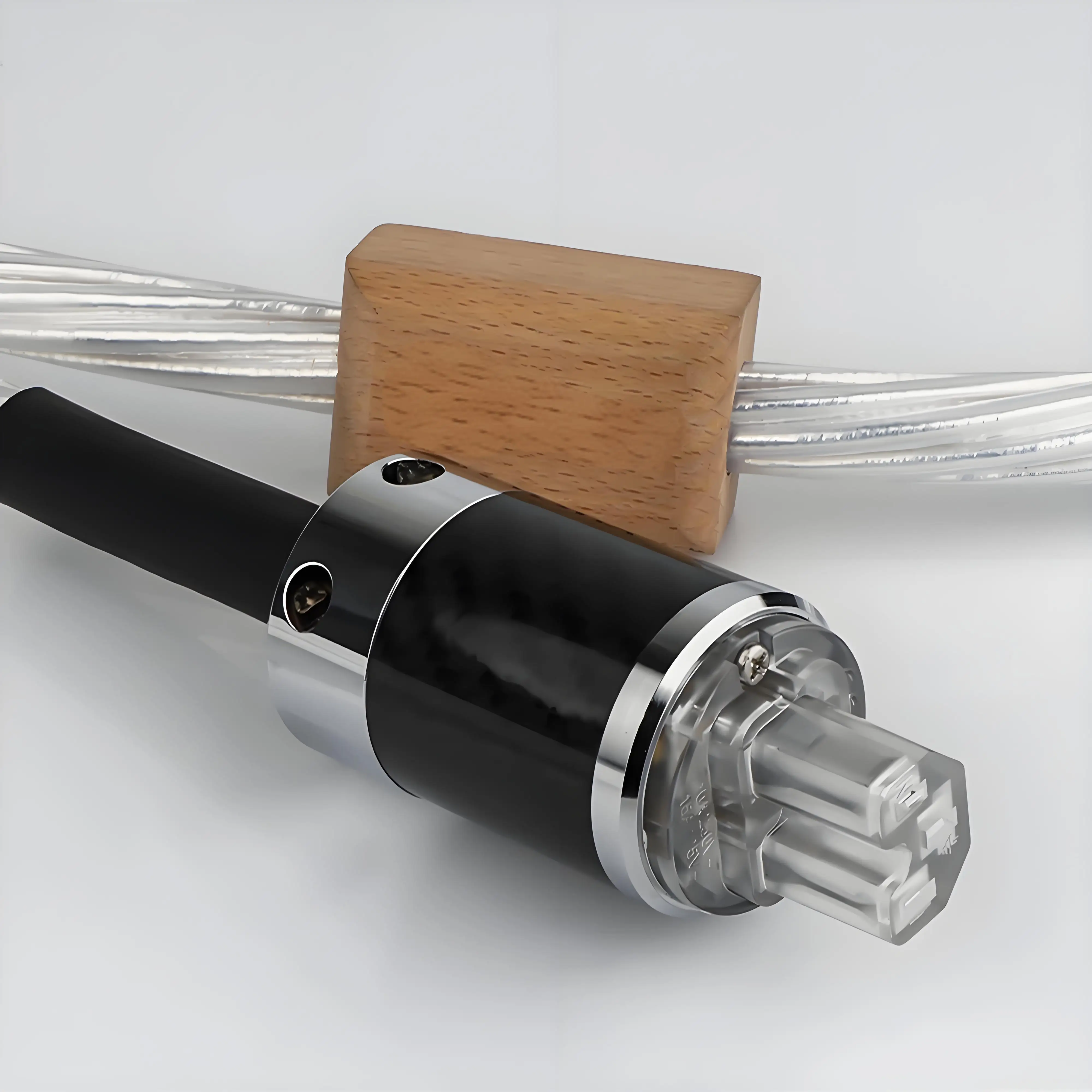 Hifi Power Cables EU/US/AU/UK Silver Plated With Black Carbon Fiber Brass Rhodium Plated Plug for DVD Amplifer CD