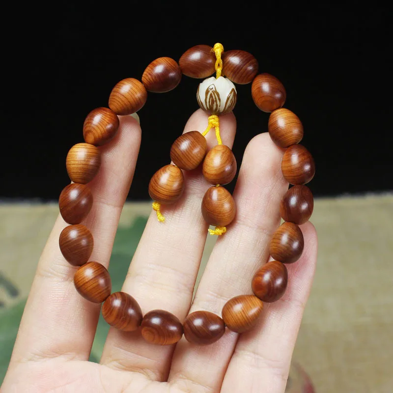 Mature Material High-Oil Cypress Water Drop Beads Red Oil Older Material Made Prayer Beads Wooden Cultural Artifact Ornament Cou