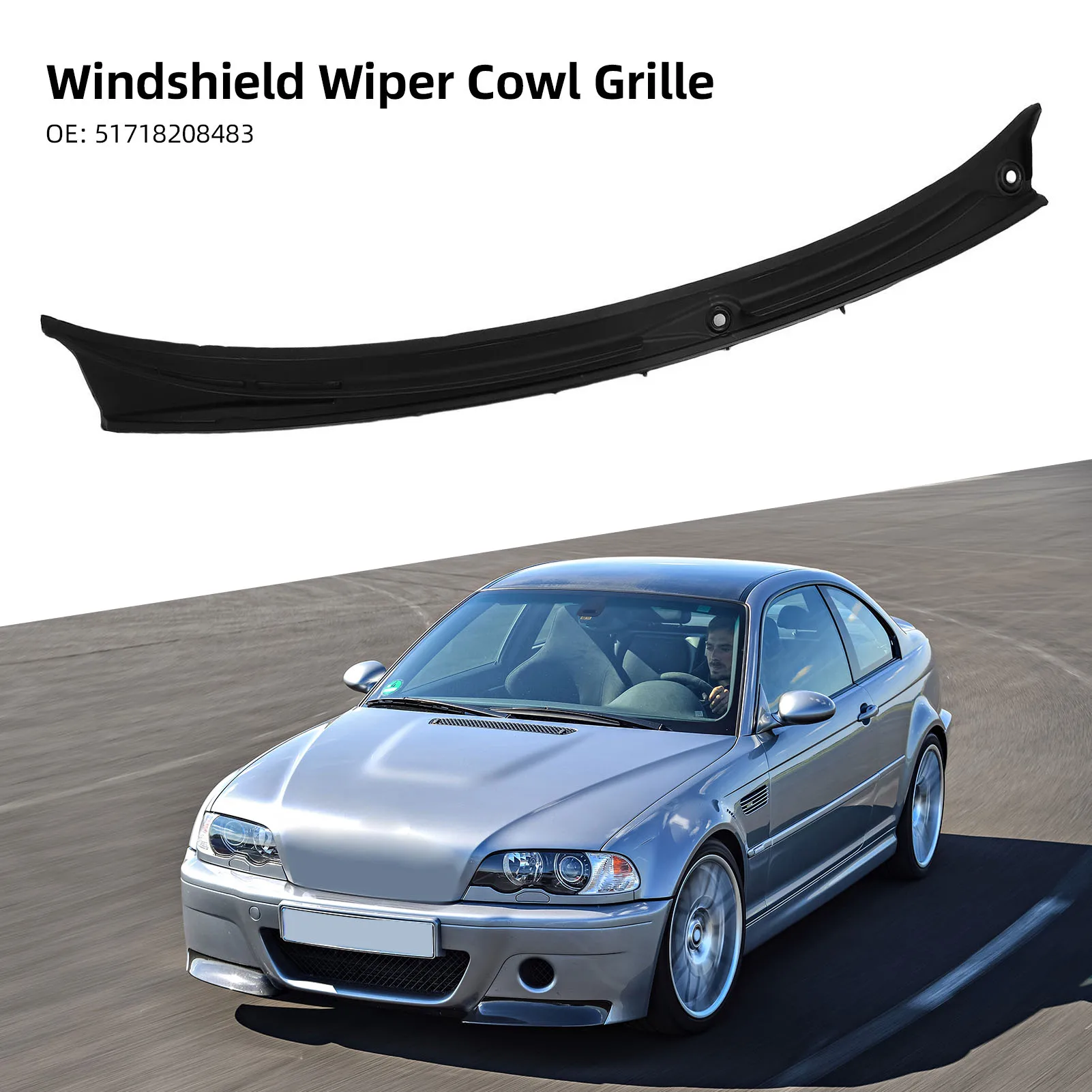 

Wiper Cowl Cover Panel Weatherproof High Longevity Wiper Cowl Vent Grille 51718208483 Easy To Install for Vehicle