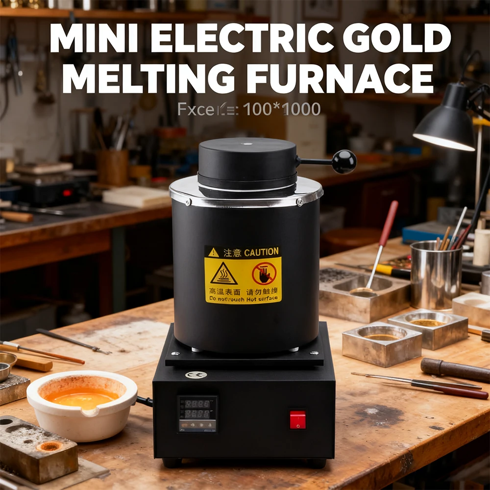 Mini Electric Gold Melting Furnace Digital DIY Metal Melting Machine High Temperature Gold Casting Furnace for Jewelry Making
