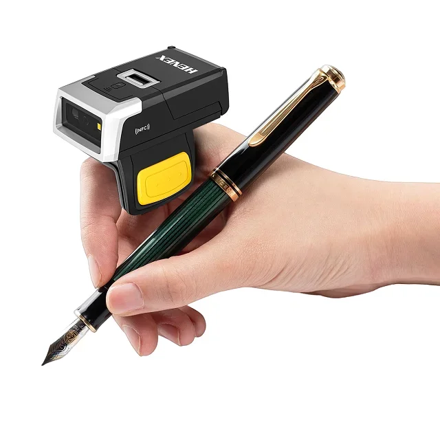 Wireless for Bluetooth Rechargeable 1D 2D Mini Finger Ring Barcode Scanner with USB Dongle Memory Wearable and Stock Available