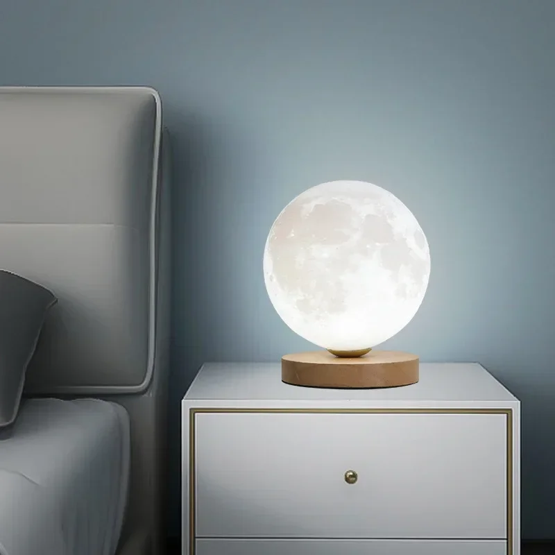 

Modern Minimalist Style Rechargeable Nordic 3D Printed Night Light Moon Planet Creative Atmosphere Bedroom Bedside Table Lamp