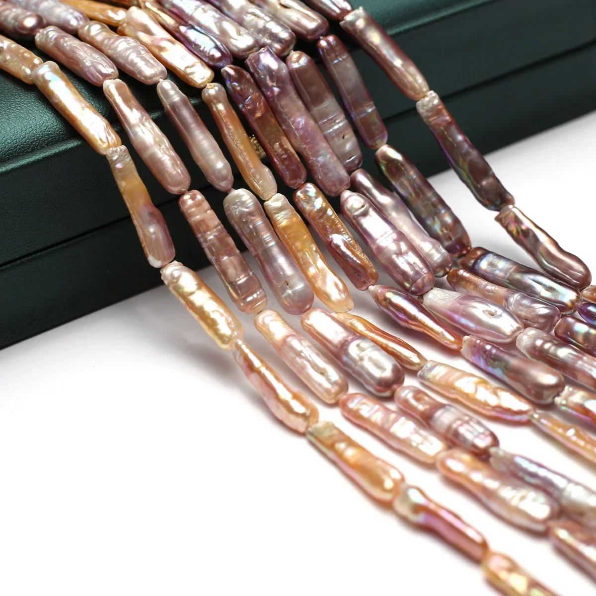 6x25mm 3A Lustrous Purple Silver Baroque Stick Pearls Iridescent Loose Beads for Ladies Handmade Jewelry And Holiday Gifts