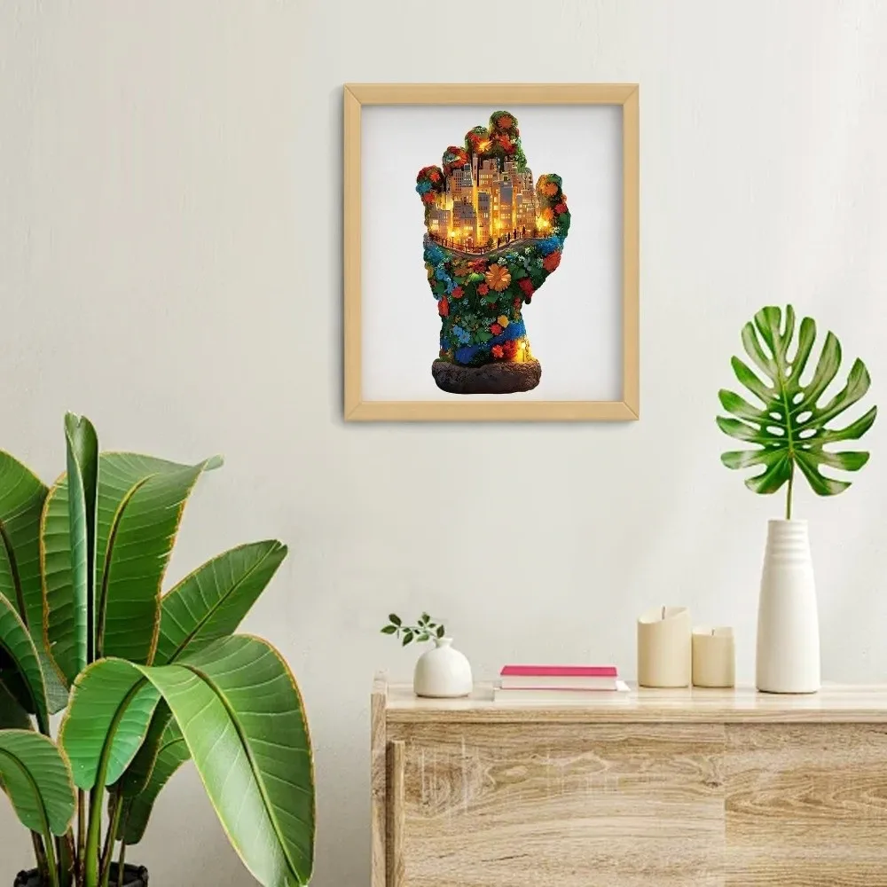 Wooden Material Palm Puzzle High Difficulty Irregular Shape Wooden Puzzle Artistic Style Original Design Irregular Puzzle